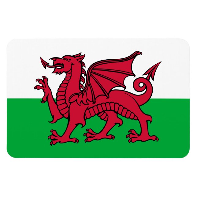 Red Dragon Celtic Flagga of Wales & Welsh Magnet (Horisontell)