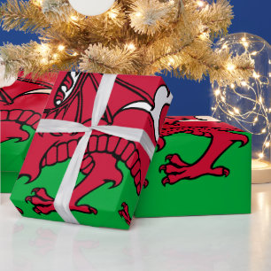 Red Dragon Celtic Flagga of Wales & Welsh Presentpapper