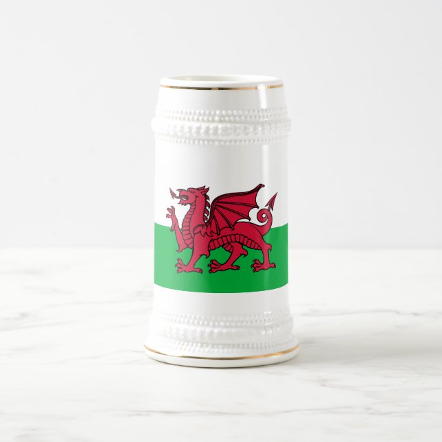 Red Dragon Celtic Flagga of Wales & Welsh Sejdel (Center)