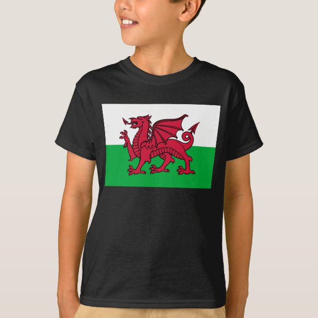 Red Dragon Celtic Flagga of Wales & Welsh T Shirt (Framsida)