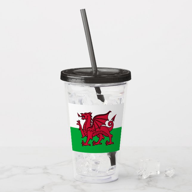 Red Dragon Celtic Flagga of Wales & Welsh Take Away Mugg (Framsida Ice)