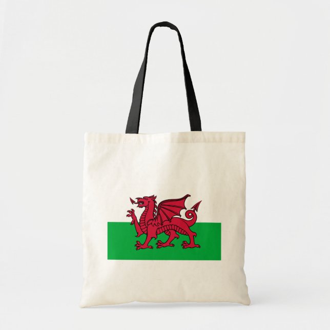 Red Dragon Celtic Flagga of Wales & Welsh Tygkasse (Framsidan)