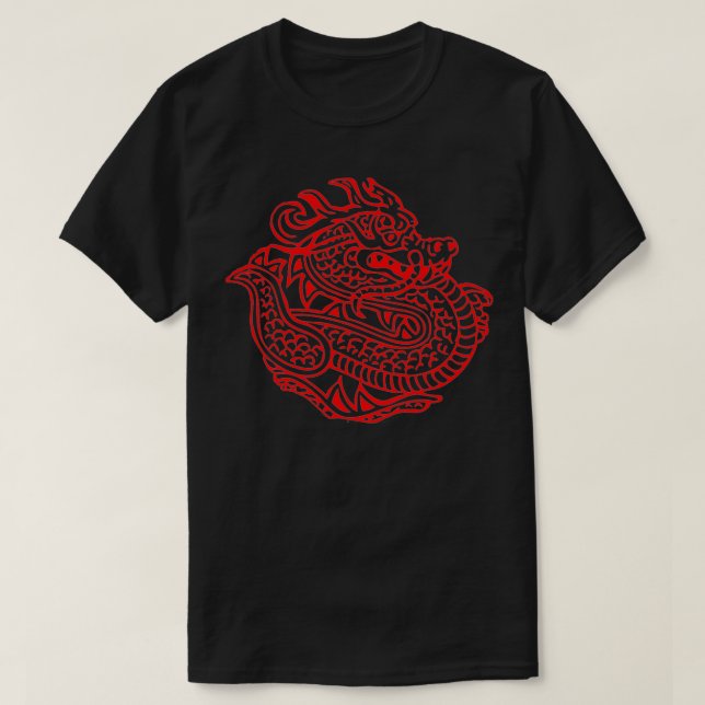 Red Dragon, Chinese dragon stamp,simple dragon gra T Shirt (Design framsida)