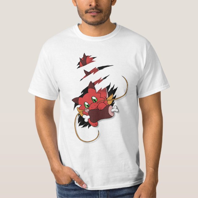 Red Dragon eats meat T Shirt (Framsida)