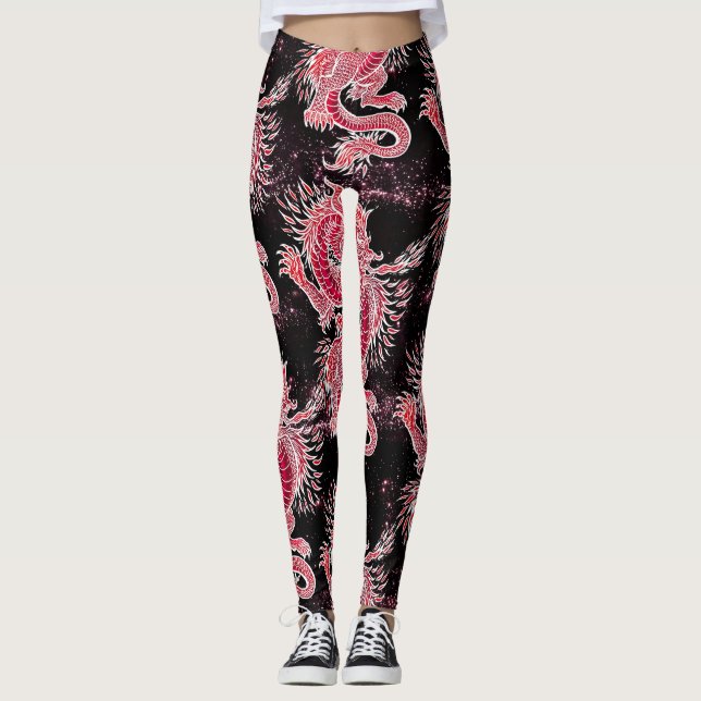 Red Dragon Galaxy Leggings (Framsida)