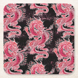 Red Dragon Galaxy Underlägg Papper Kvadrat