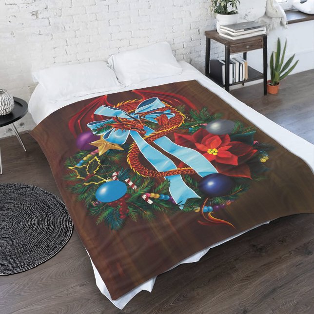 Red Dragon-julen Fleecefilt (Skapare uppladdad)