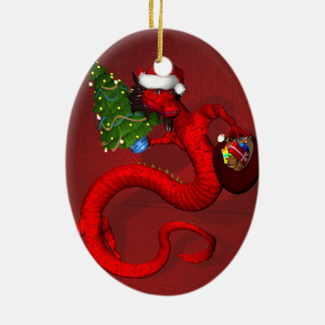 Red Dragon Julgransprydnad Keramik (Baksidan)
