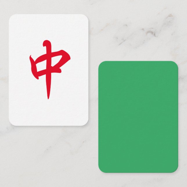 Red Dragon Mahjong Tile w/ Jade Grönt Back Anteckningskort (Fram/baksida)