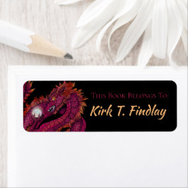 Red Dragon med Pearl Bok-etikett Returadress Etikett