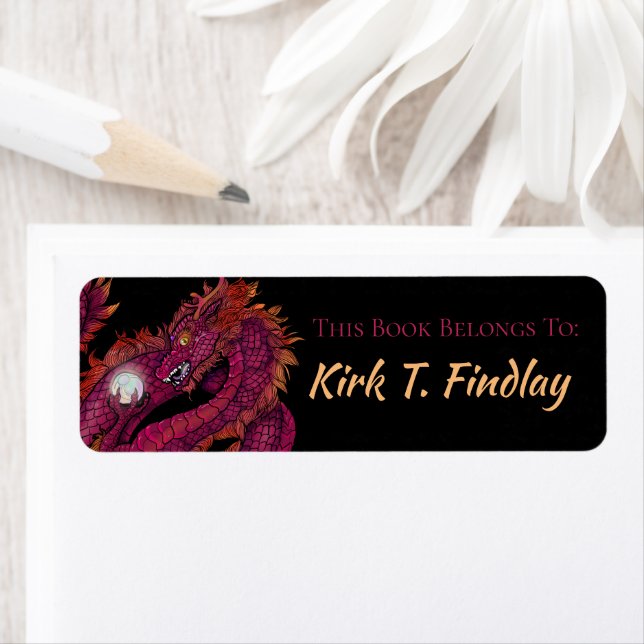 Red Dragon med Pearl Bok-etikett Returadress Etikett (Insitu)