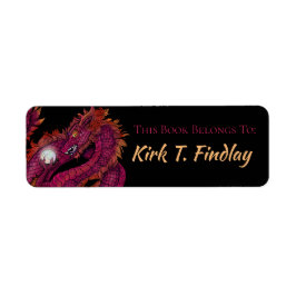 Red Dragon med Pearl Bok-etikett Returadress Etikett