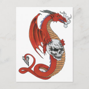 Red Dragon med Skull Vykort