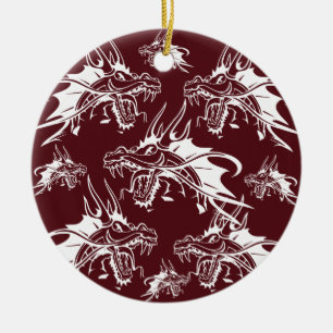 Red Dragon Mythical Creata Coola Fantasy Design Julgransprydnad Keramik