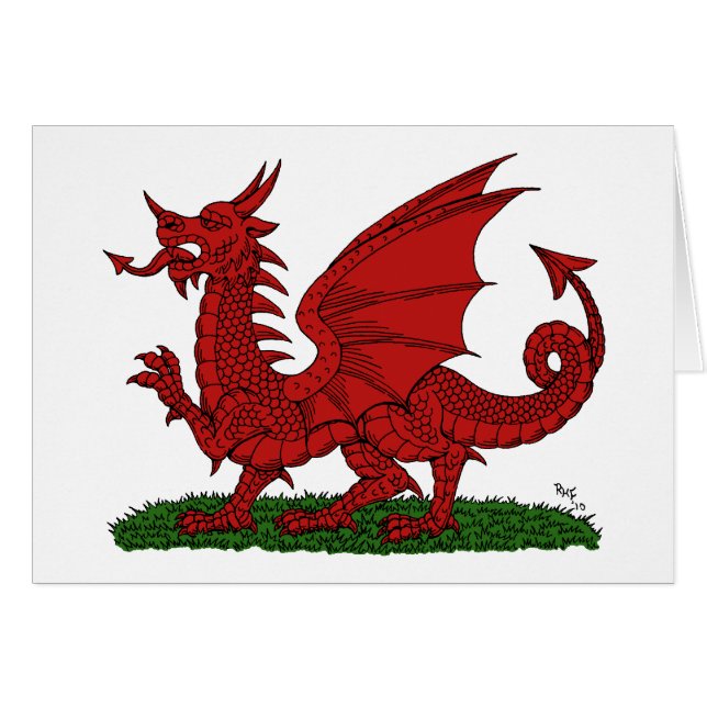 Red Dragon of Wales Hälsningskort (Framsidan Horizontal)