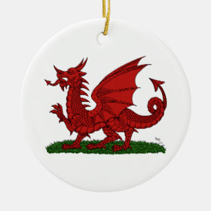 Red Dragon of Wales Julgransprydnad Keramik