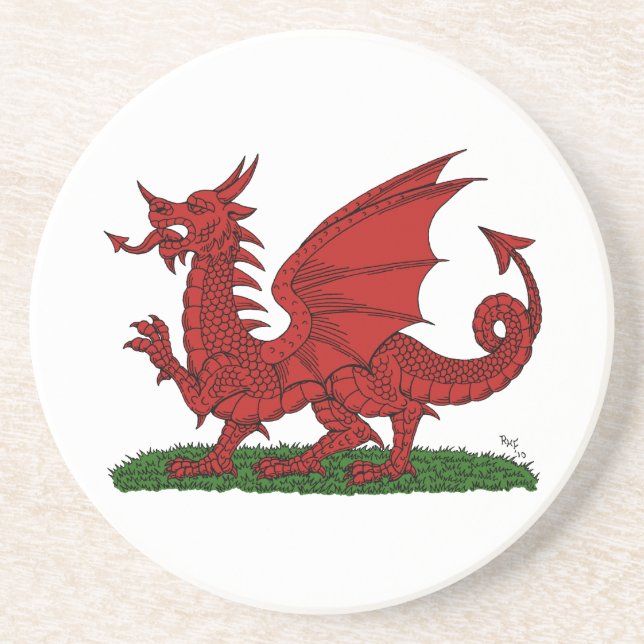 Red Dragon of Wales Underlägg Sandsten (Framsidan)
