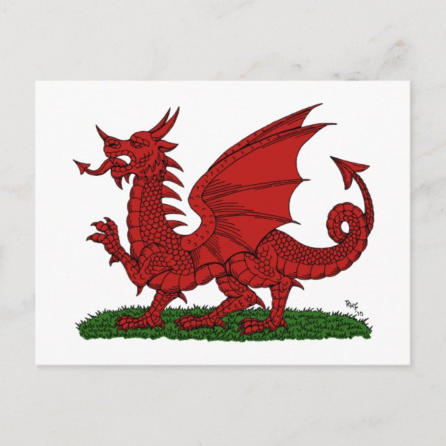 Red Dragon of Wales Vykort (Framsida)