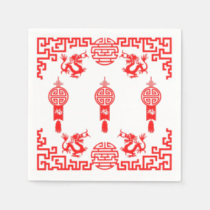 Red Dragon Oriental Cocktail Napkins Pappersservett