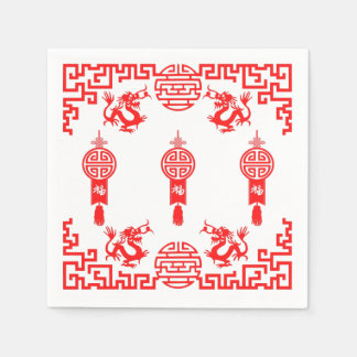 Red Dragon Oriental Cocktail Napkins Pappersservett