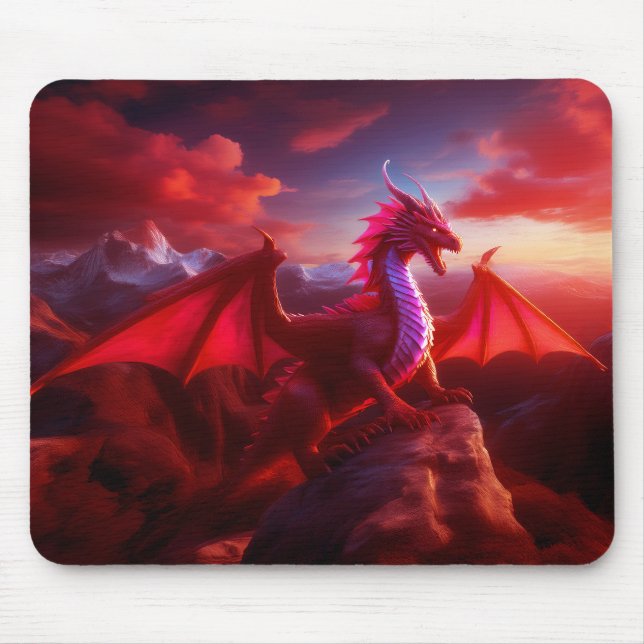 Red Dragon Perches on Craggy Mountain-toppen Musmatta (Framsidan)