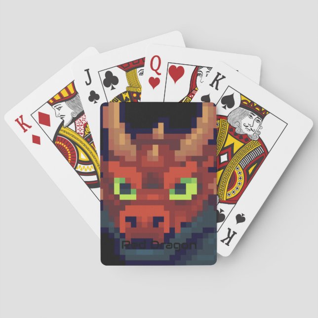 Red Dragon Pixel Art speelkaarten Casinokort (Baksidan)