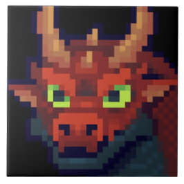 Red Dragon pixelart Kakelplatta