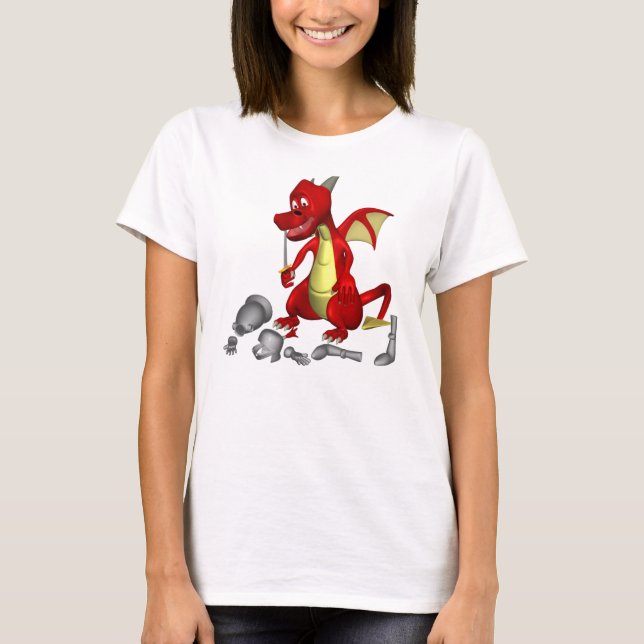Red Dragon plockar ut Knight ur Teeth Tee (Framsida)