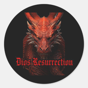 Red Dragon Round Sticker Runt Klistermärke
