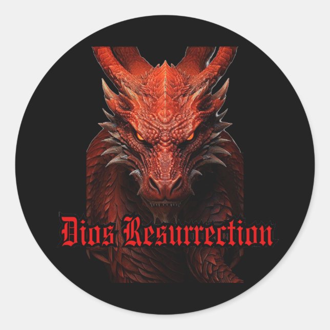 Red Dragon Round Sticker Runt Klistermärke (Framsida)