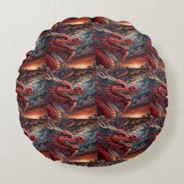 Red Dragon  Rund Kudde