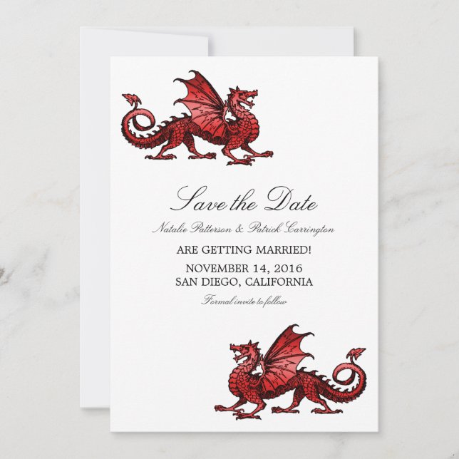 Red Dragon Save Date Inbjudan (Framsida)