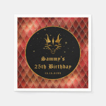 Red Dragon Scales Guld Faux Glitter Birthday