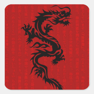 Red Dragon Sticker Fyrkantigt Klistermärke