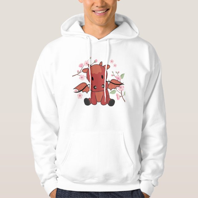 Red Dragon Sweet Animals for Kawaii Fantasy Hoodie (Framsida)