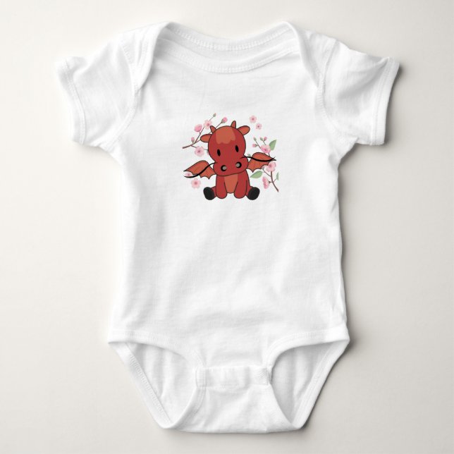 Red Dragon Sweet Animals for Kawaii Fantasy T Shirt (Framsida)