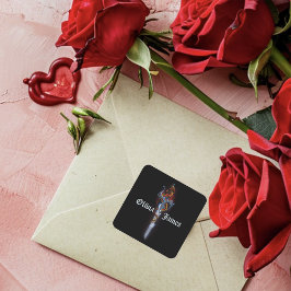 Red Dragon Sword Ro Fyrkantigt Klistermärke