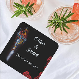 Red Dragon Sword Ro Underlägg Papper Kvadrat