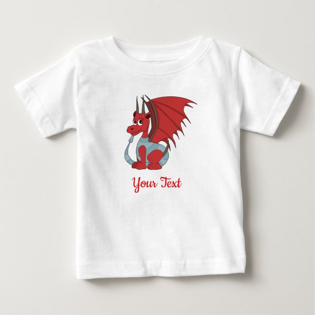 Red Dragon Tecknad Baby T-Shirt (Framsida)