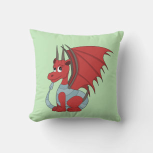 Red Dragon Tecknad Kudde