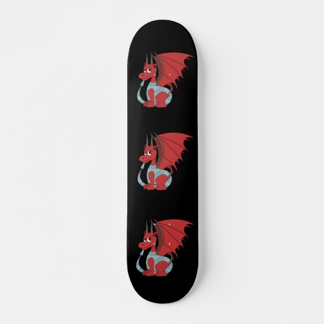 Red Dragon Tecknad Mini Skateboard Bräda 18,5 Cm (Framsida)