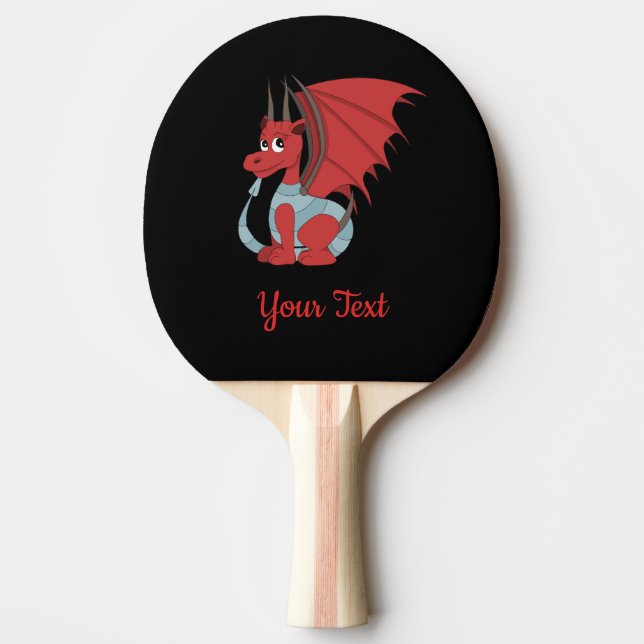 Red Dragon Tecknad Ping Pong Paddle Pingisracket (Framsidan)