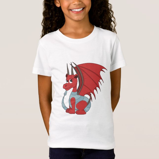 Red Dragon Tecknad T Shirt (Framsida)