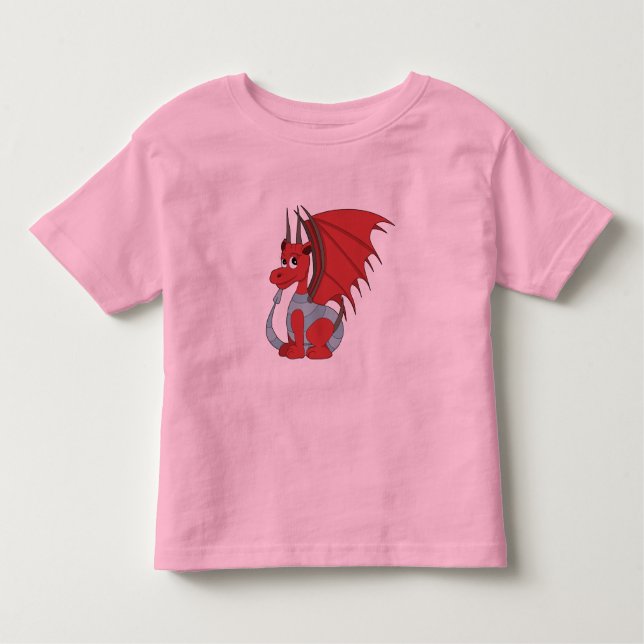 Red Dragon Tecknad T Shirt (Framsida)