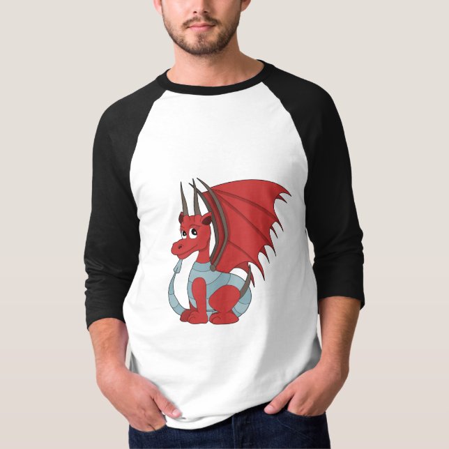 Red Dragon Tecknad T Shirt (Framsida)