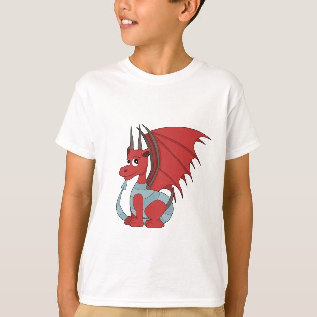 Red Dragon Tecknad T Shirt (Framsida)