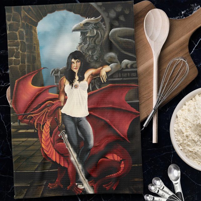 Red Dragon Urban Fantasy Kökshandduk (Skapare uppladdad)