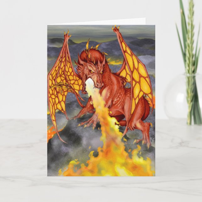 Red Dragon Valentines kort (Framsida)