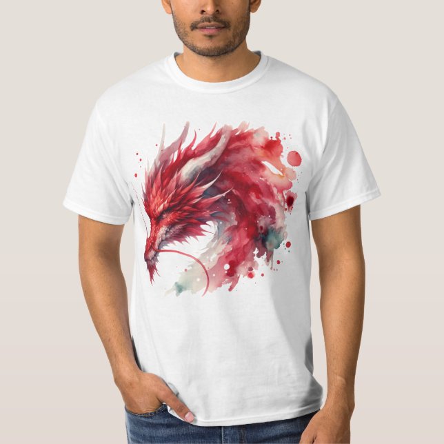 Red Dragon Vatten Färg T-Shirt (Framsida)