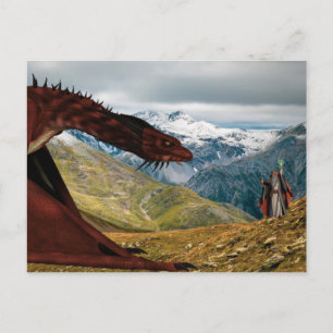 Red Dragon Vs Wizard Magic Vykort